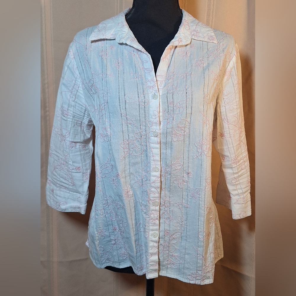 Vintage Classic Elements White Button-Down Shirt … - image 1
